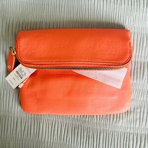 NWT Talbots Orange Zipper Clutch Bag